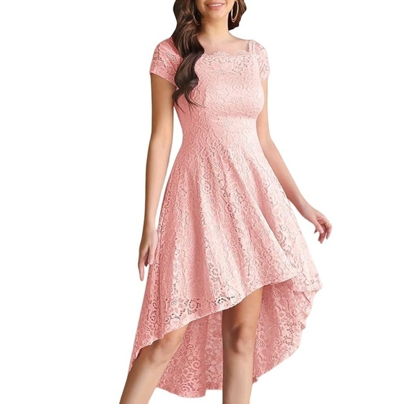 Dressystar Lace Cocktail Dress Hi-Lo Off Shoulder Bridesmaid Swing Formal Party - Picture 13 of 16
